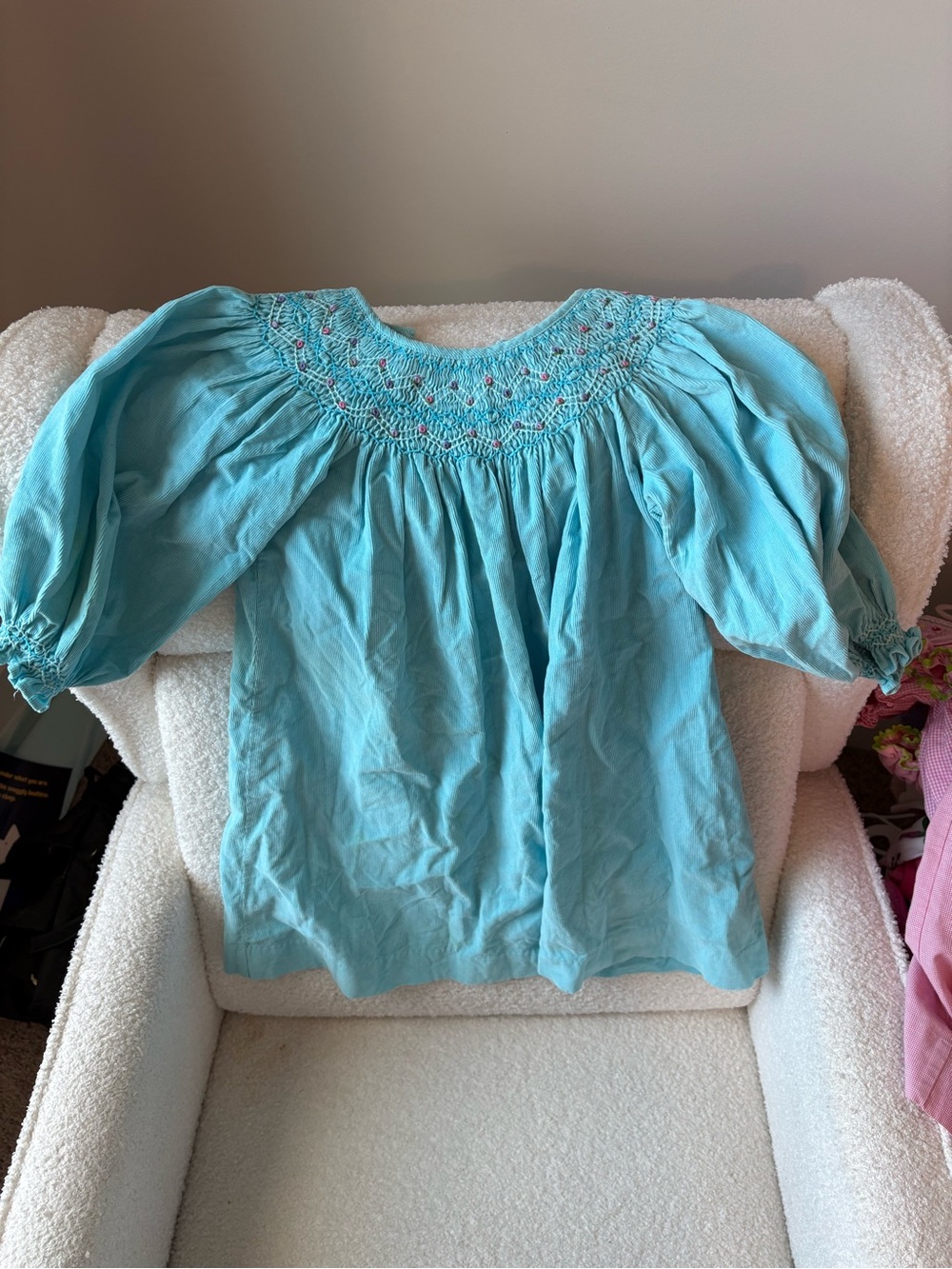 Girls' Smocked Light Blue Casual Dress